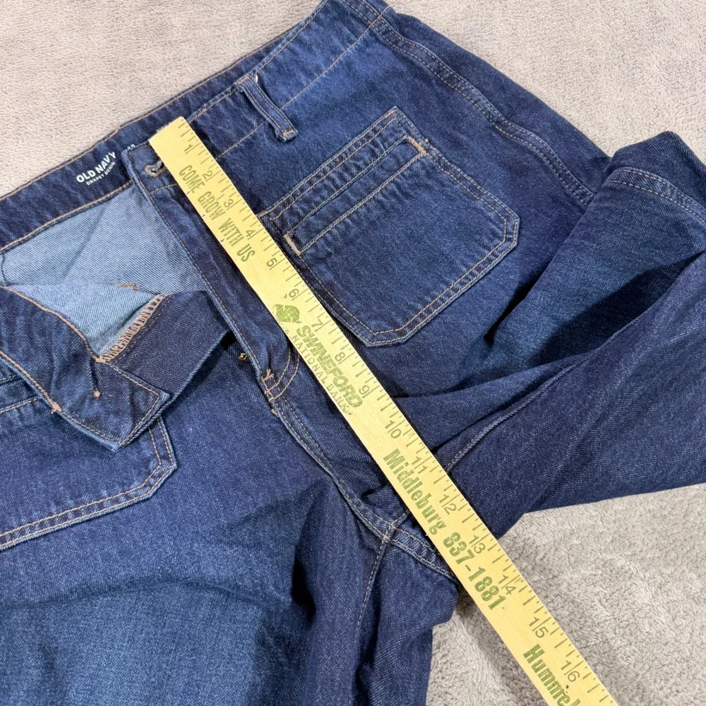 Old Navy Jeans Women 12 Blue High-Rise Baggy Wide Leg Drapey Denim Patch Pocket